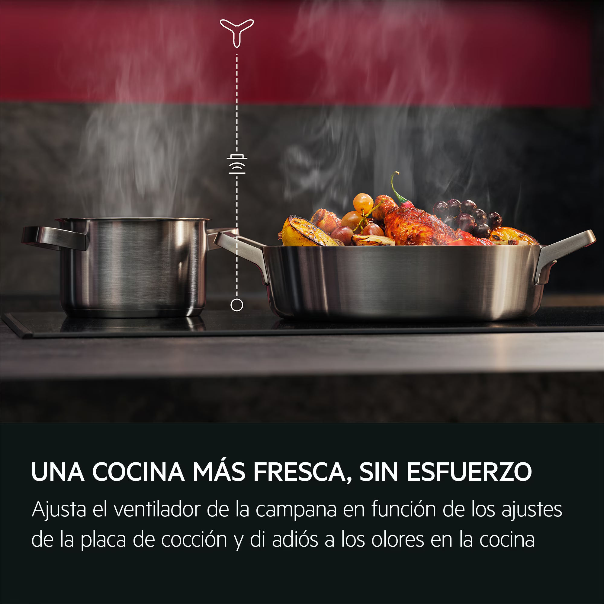 AEG Campana Integrada GDE682HM Serie 6000 Hob2Hood Inox 120 cm 750 m³/h Clase A - Imagen 3