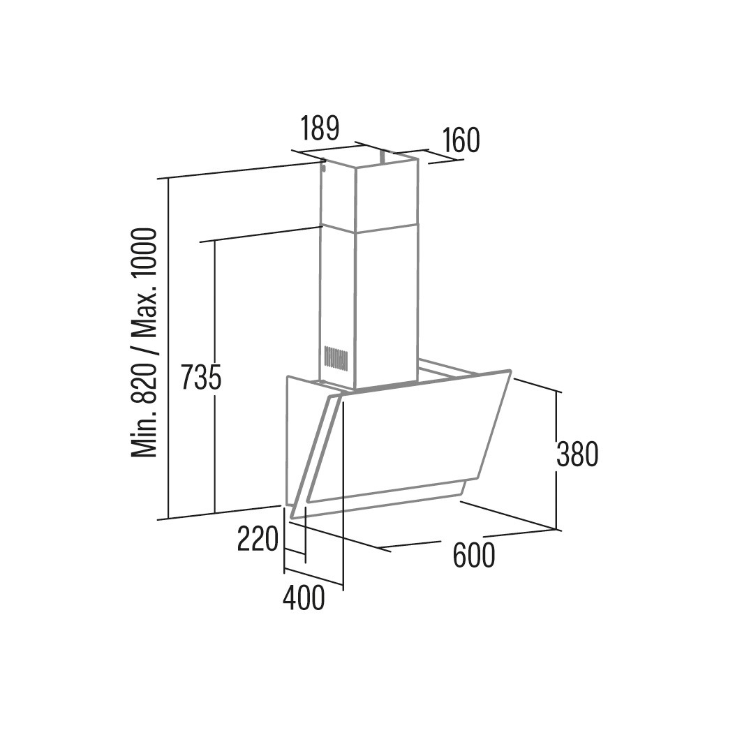Campana Decorativa Cata JUNO+ 6000 GBK 60 cm - Imagen 2