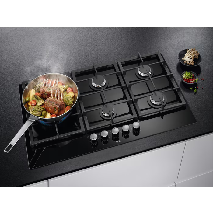 AEG Encimera HKB75820NB de Gas Negra 80 cm 5 Zonas Hob2Hood PowerBoost - Imagen 8