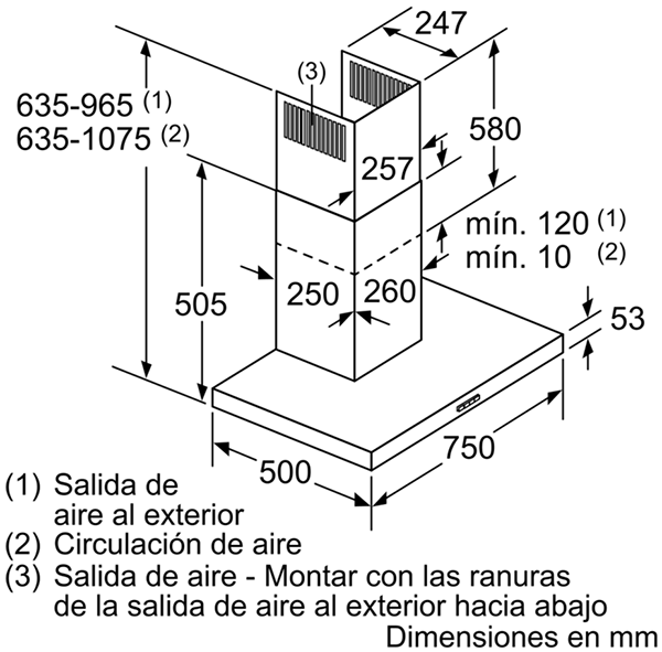 Balay 3BC077EX campana De pared Acero inoxidable 720 m³/h A - Imagen 2