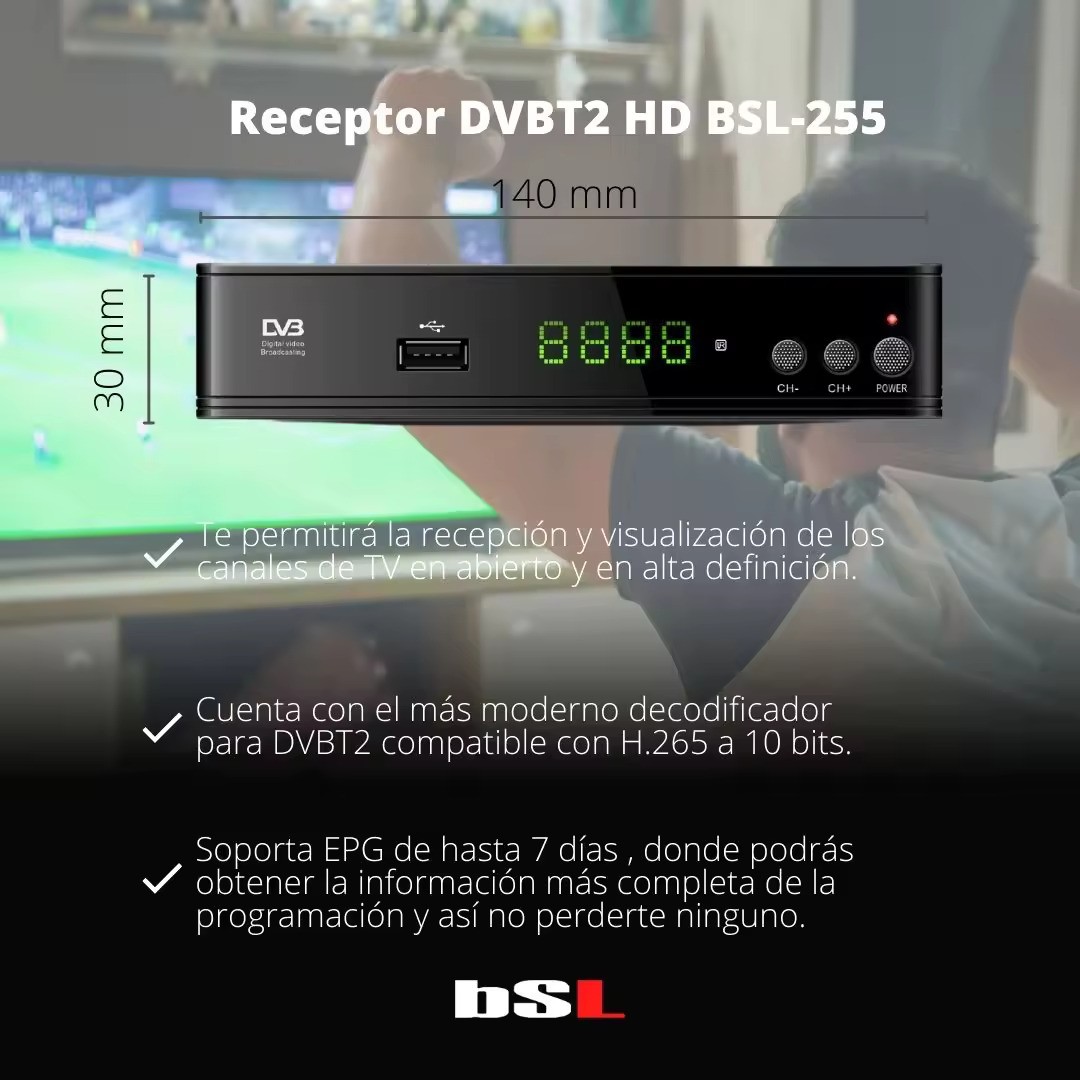 Belson Decodificador TDT BSL255 FullHD DVBT2 HDMI + Euroconector - Imagen 2