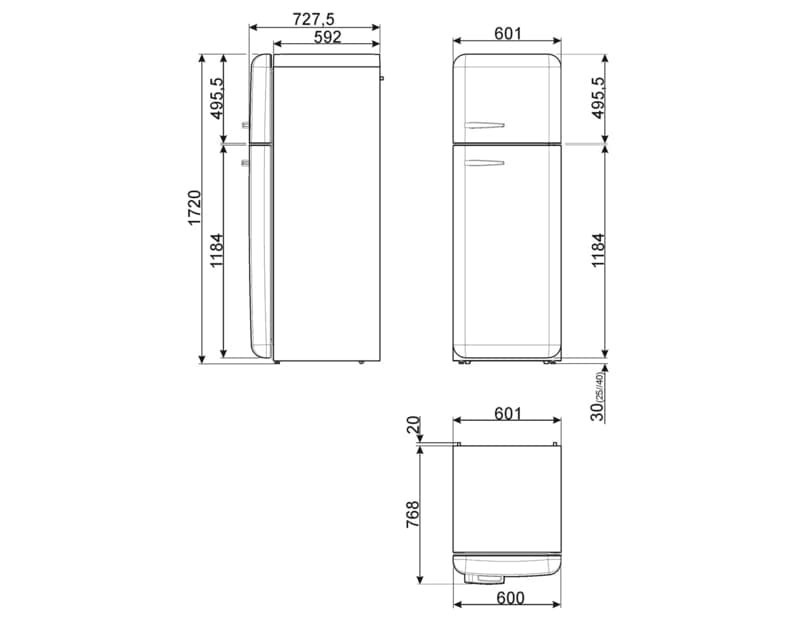 Smeg FAB30LOR5 nevera y congelador Independiente 294 L D Naranja - Imagen 4