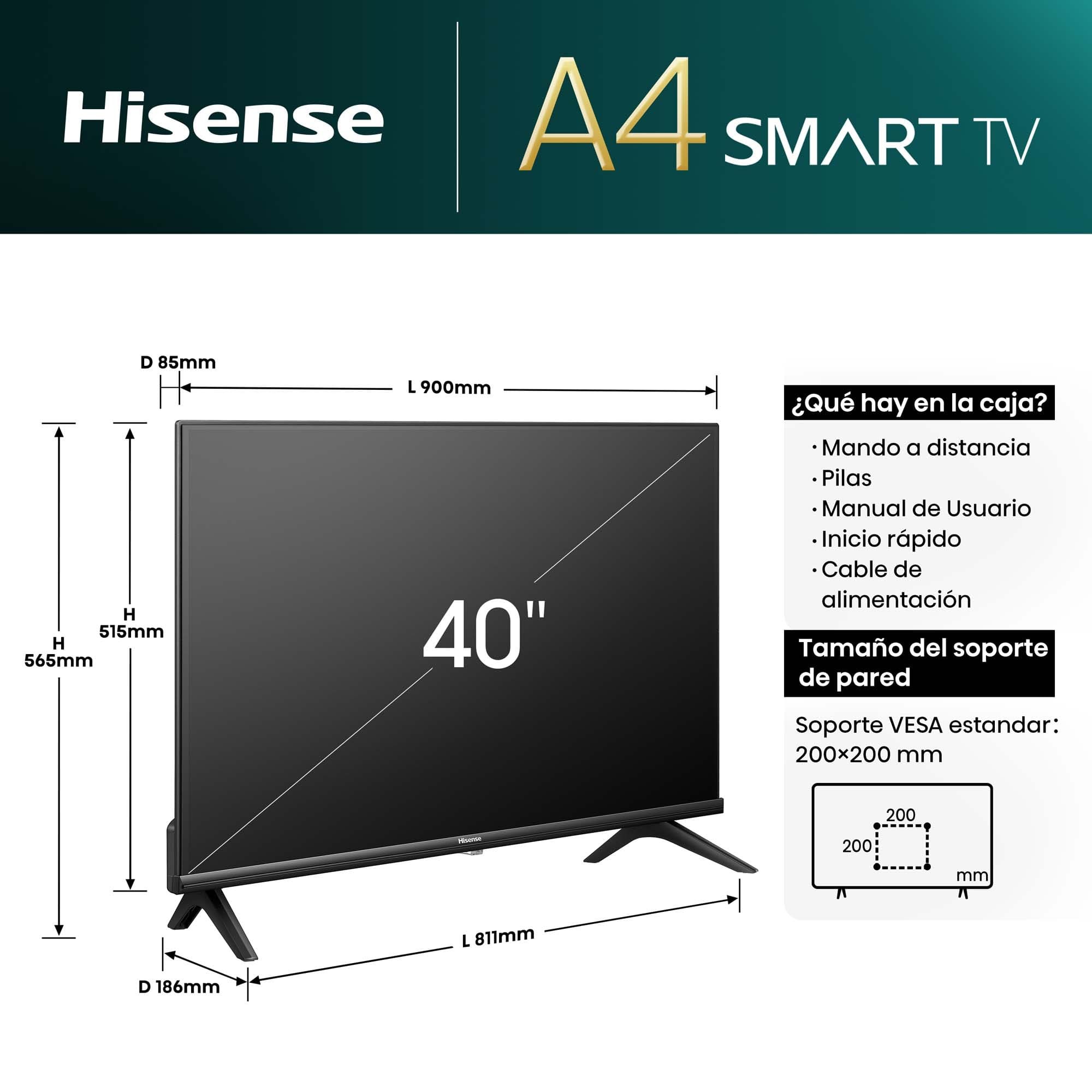 HISENSE LED 40' 40A4N FULL HD SMART TV VIDAA - Imagen 10