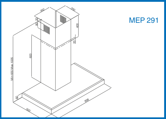 Meireles Campana Decorativa MEP291CR 90cm Crema 560m3/h Clase C - Imagen 2