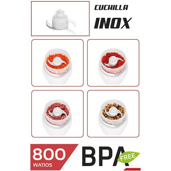 Orbegozo MC-4550 picadora eléctrica de alimentos 0,6 L 800 W Transparente, Blanco - Imagen 2